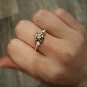 Homemade Dalmatian Jasper Wire Ring Size 7 1/2